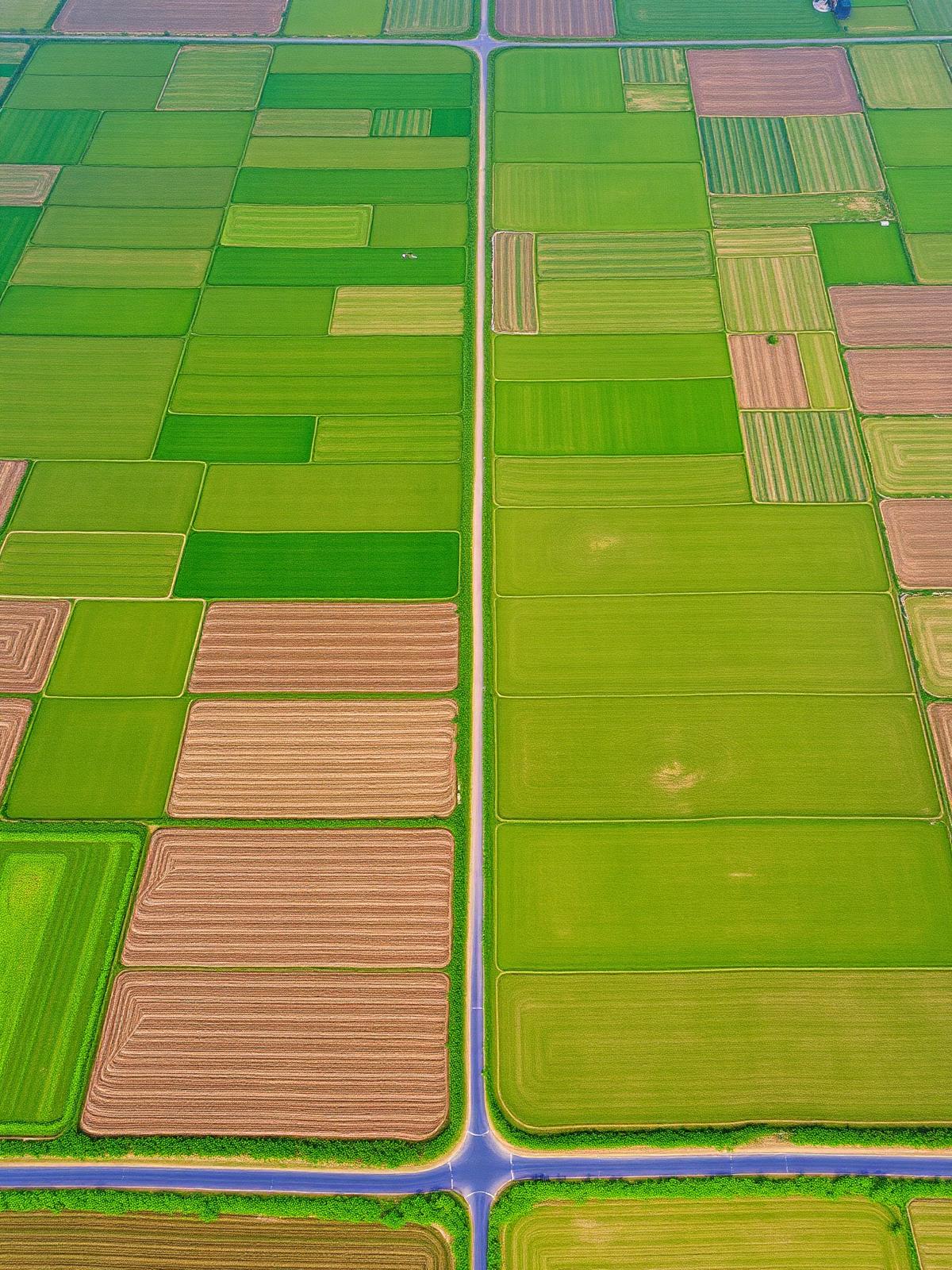 Vista aérea de parcelas agrícolas